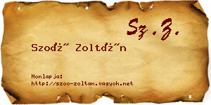 Szoó Zoltán névjegykártya